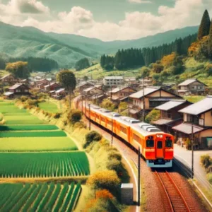 肥薩おれんじ鉄道の列車が田舎町を走る風景