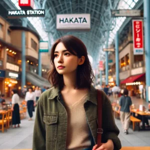 博多駅でひとりごはんを探す女性のイメージ写真