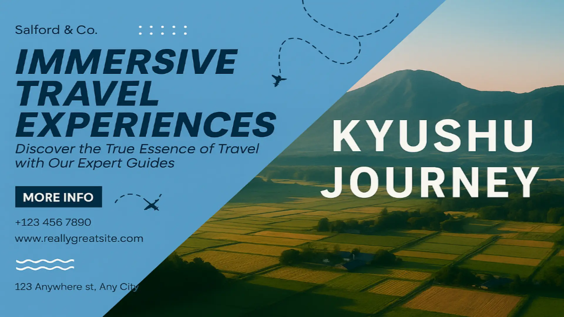 九州の自然と文化を感じる風景を背景にした「Kyushu Journey」旅ブログのトップビジュアル