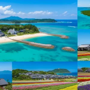 五島列島の白い砂浜と青い海に佇む美しい教会